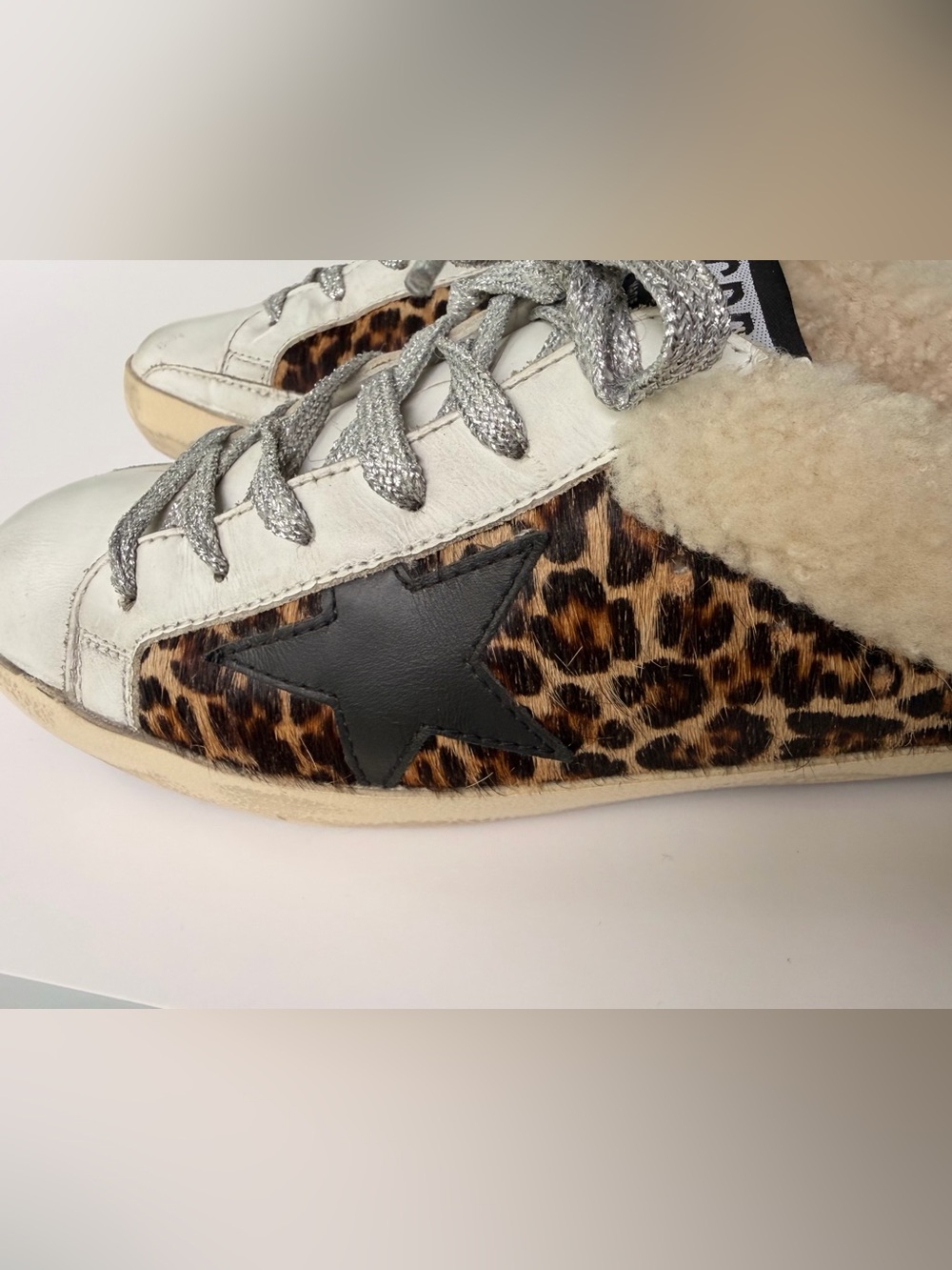 Golden Goose Superstar Sabot Shearling Leopard Calf Hair Sneakers EU 37 US 7 - Picture 4 of 15